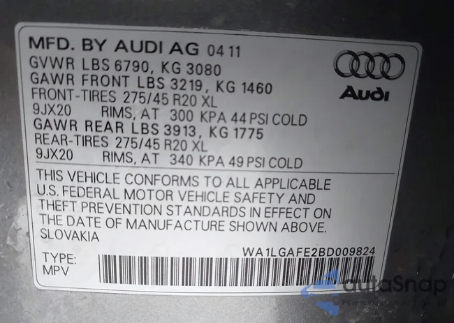 WA1LGAFE2BD009824: 44447712