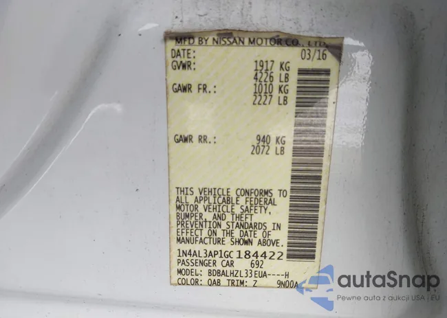 1N4AL3AP1GC184422: 44449082