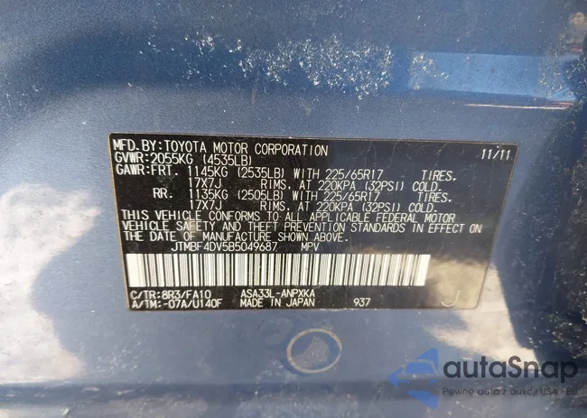 JTMBF4DV5B5049687: 44449105