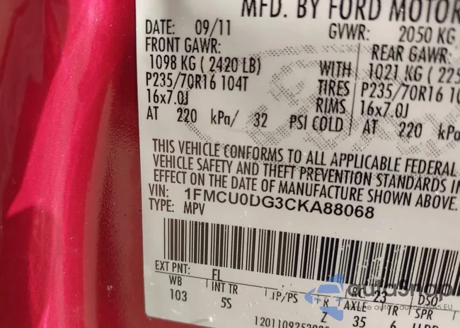 1FMCU0DG3CKA88068: 44449146