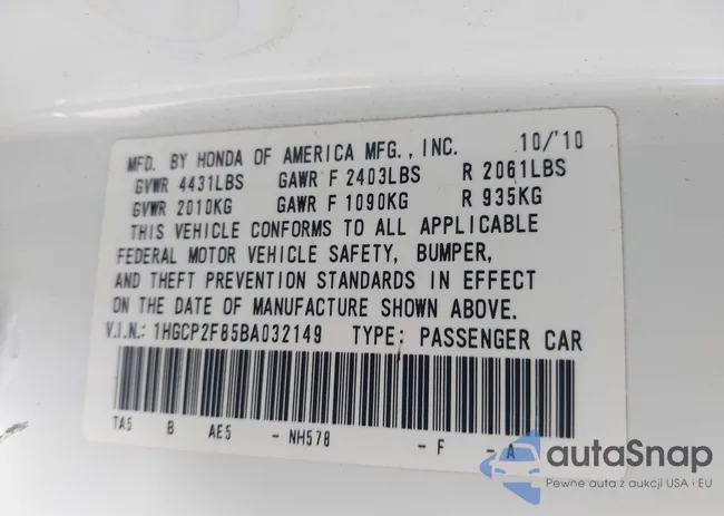 1HGCP2F85BA032149: 44448429