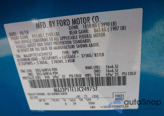 MAJ3P1TE1JC249757: 44448650