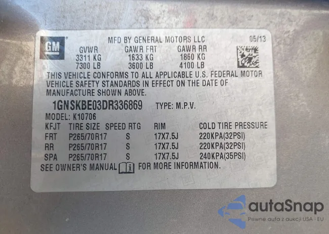 1GNSKBE03DR336869: 44448662