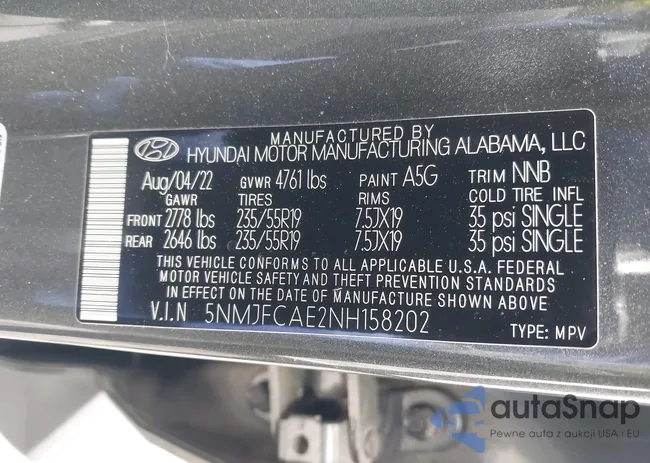 5NMJFCAE2NH158202: 44448664