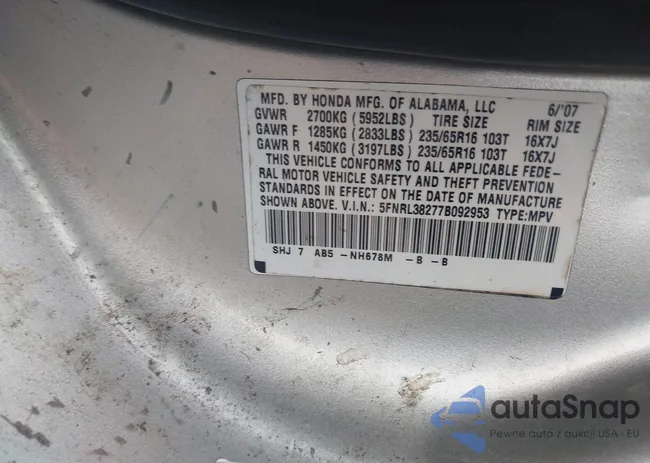 5FNRL38277B092953: 44448733