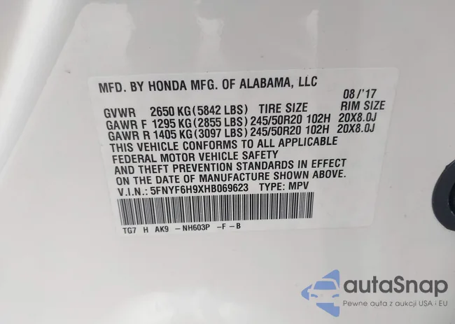 5FNYF6H9XHB069623: 44449735