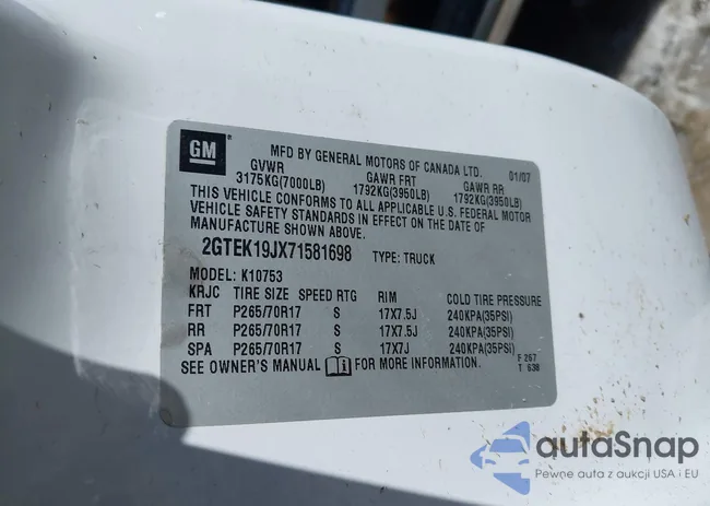 2GTEK19JX71581698: 44449776