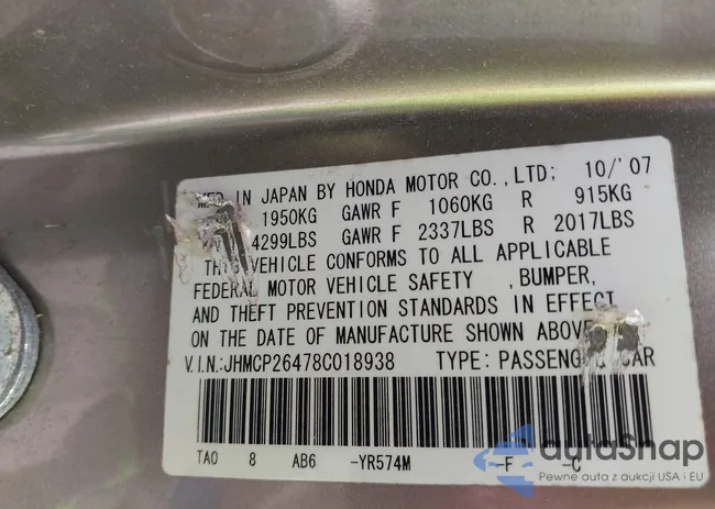 JHMCP26478C018938: 44449876