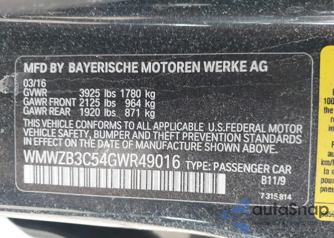 WMWZB3C54GWR49016: 44450054