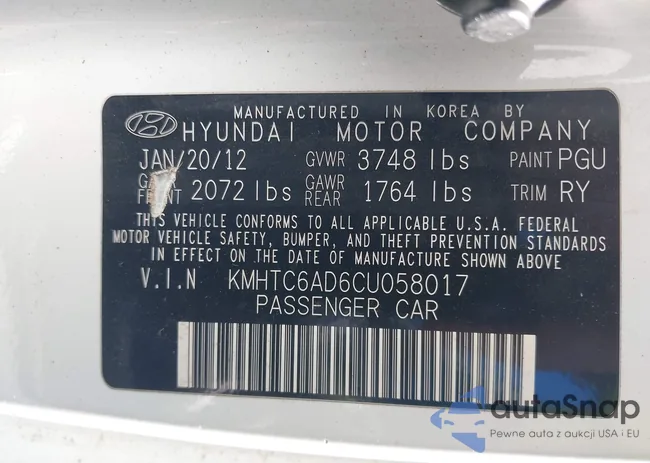 KMHTC6AD6CU058017: 44450089