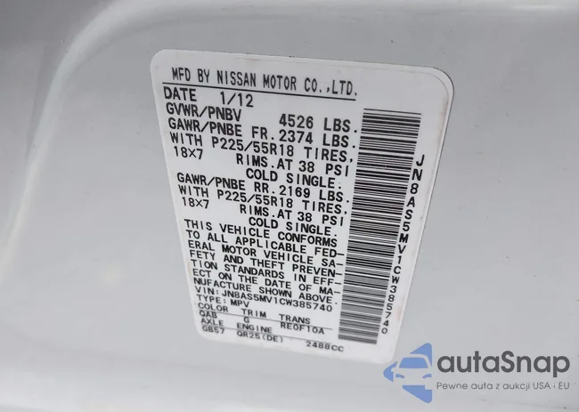 JN8AS5MV1CW385740: 44450122