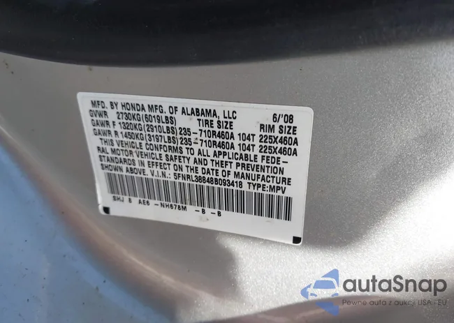 5FNRL38848B093418: 44449338