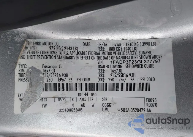 1FADP3F23GL377797: 44449455