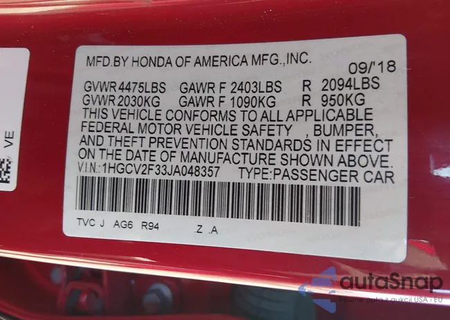 1HGCV2F33JA048357: 44450876