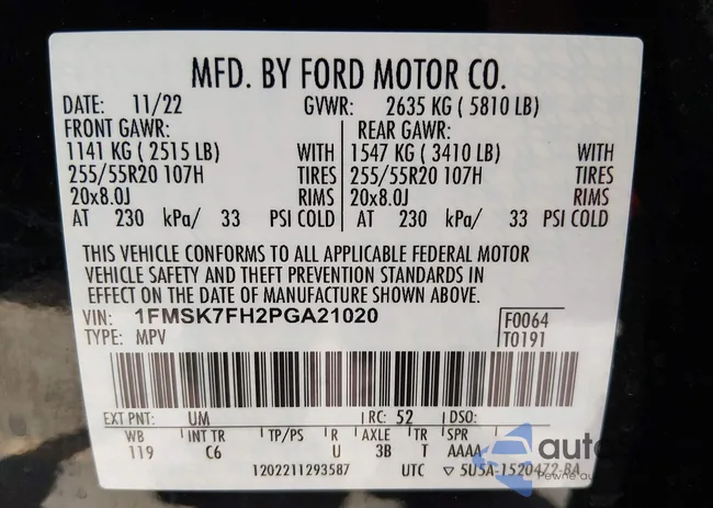 1FMSK7FH2PGA21020: 44450939