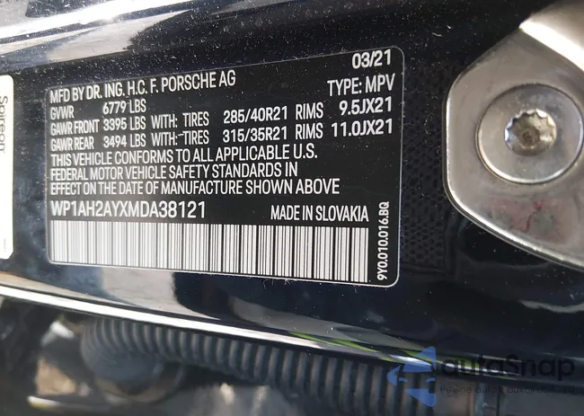 WP1AH2AYXMDA38121: 44451042