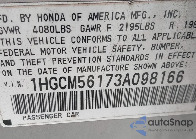 1HGCM56173A098166: 44451150