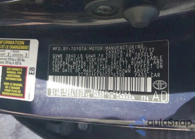 2T1BU4EE9DC016296: 44451232