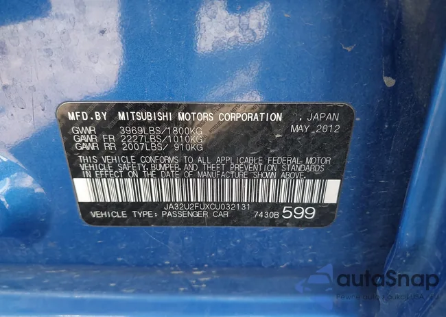 JA32U2FUXCU032131: 44451237