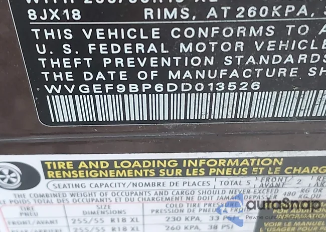 WVGEF9BP6DD013526: 44451299