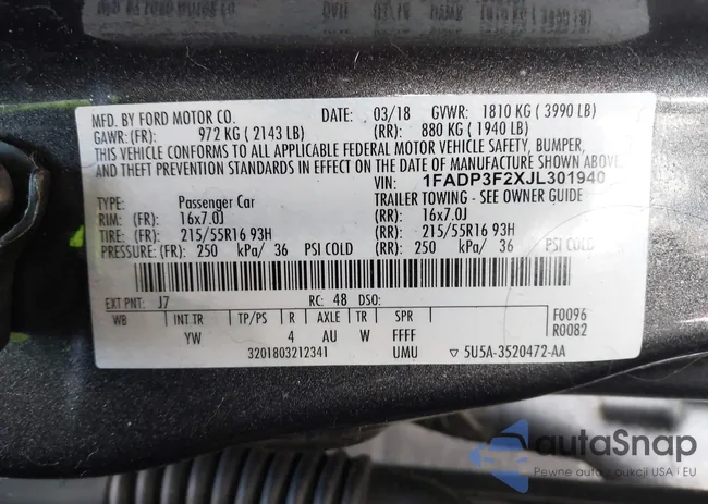 1FADP3F2XJL301940: 44451327