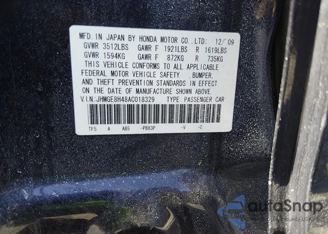 JHMGE8H48AC018329: 44450415