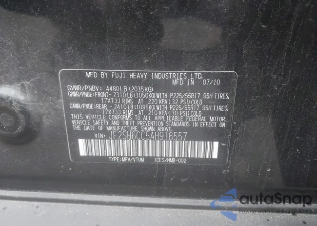 JF2SH6CC5AH916557: 44450577