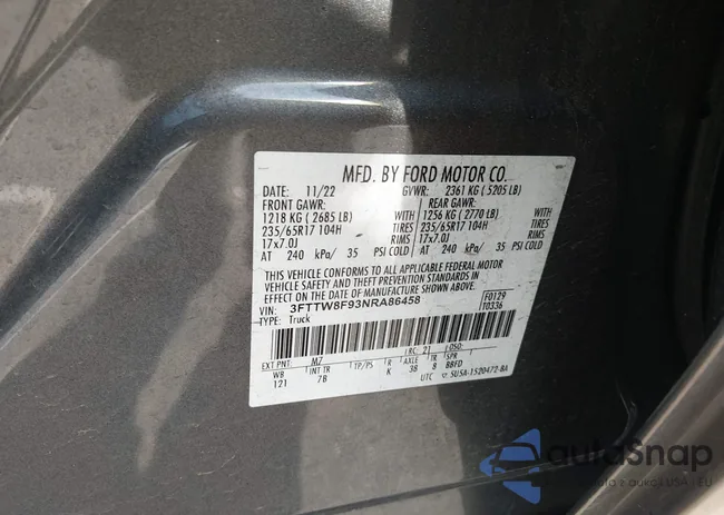 3FTTW8F93NRA86458: 44450676