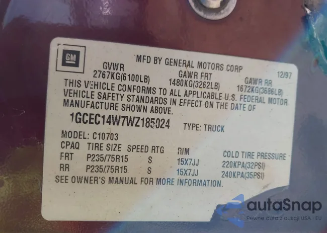 1GCEC14W7WZ185024: 44451815