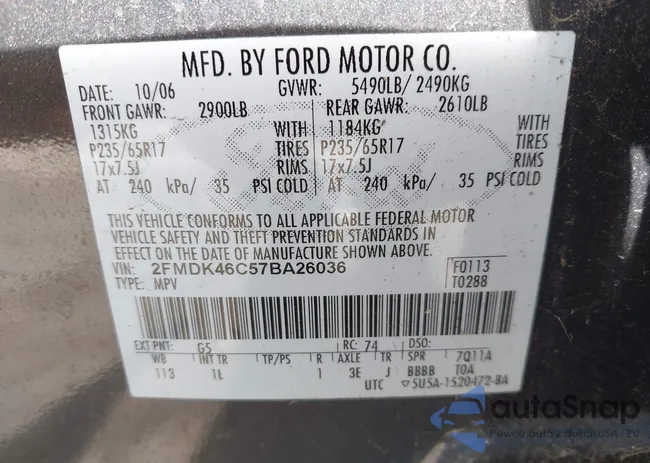 2FMDK46C57BA26036: 44451883