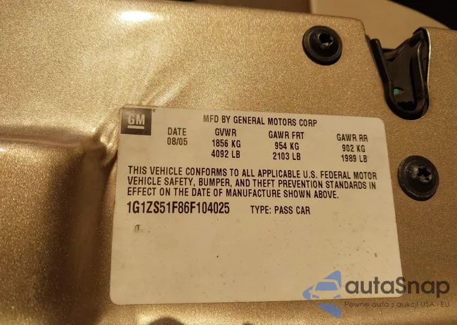 1G1ZS51F86F104025: 44452053