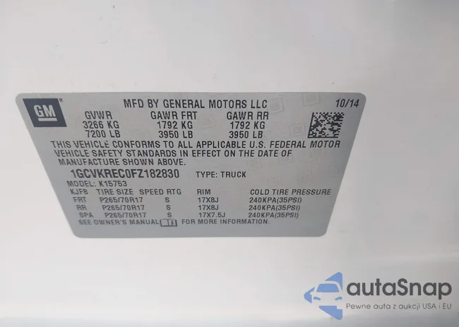 1GCVKREC0FZ182830: 44452234