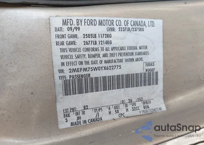 2MEFM75W0YX622775: 44451481