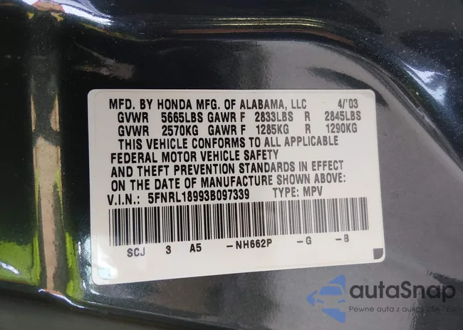 5FNRL18993B097339: 44452759