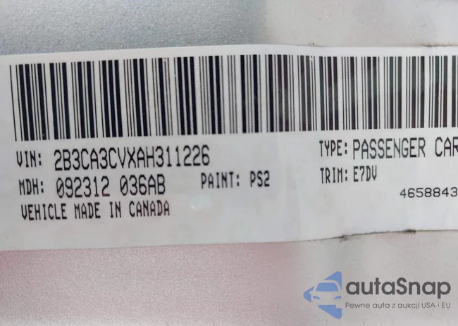 2B3CA3CVXAH311226: 44452783