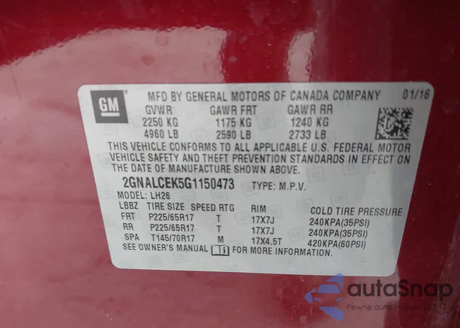 2GNALCEK5G1150473: 44452960