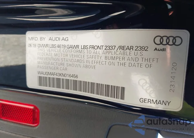 WAUGMAF43KN016456: 44453097