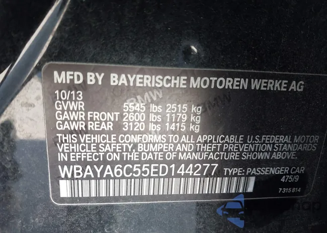 WBAYA6C55ED144277: 44453218