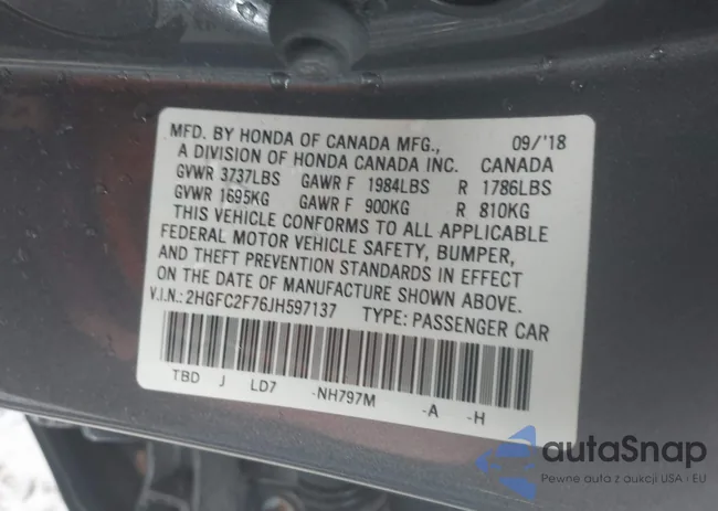 2HGFC2F76JH597137: 44452453