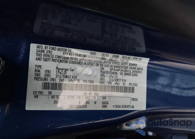 1FAHP3H20CL309501: 44452543