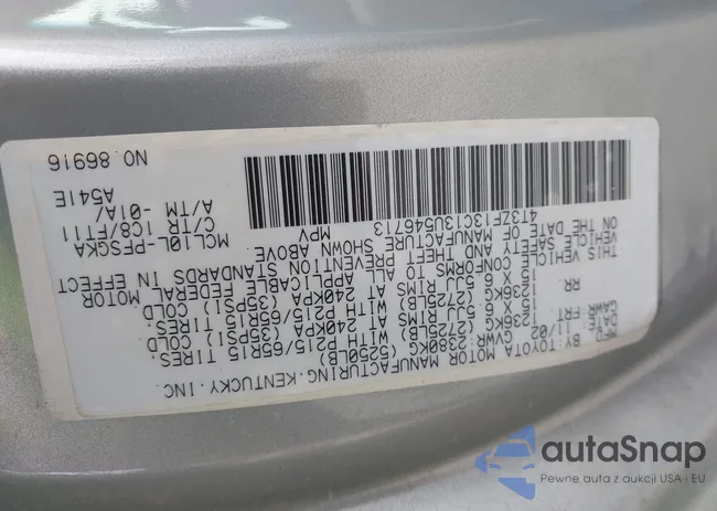 4T3ZF13C13U546713: 44452553