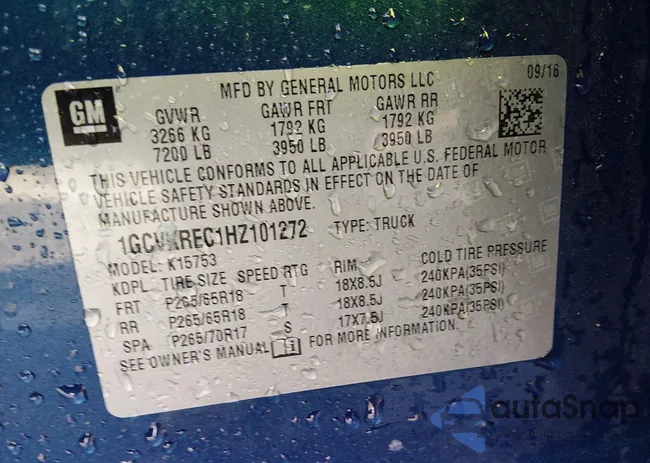 1GCVKREC1HZ101272: 44452677