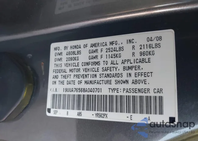 19UUA76568A040701: 44453943