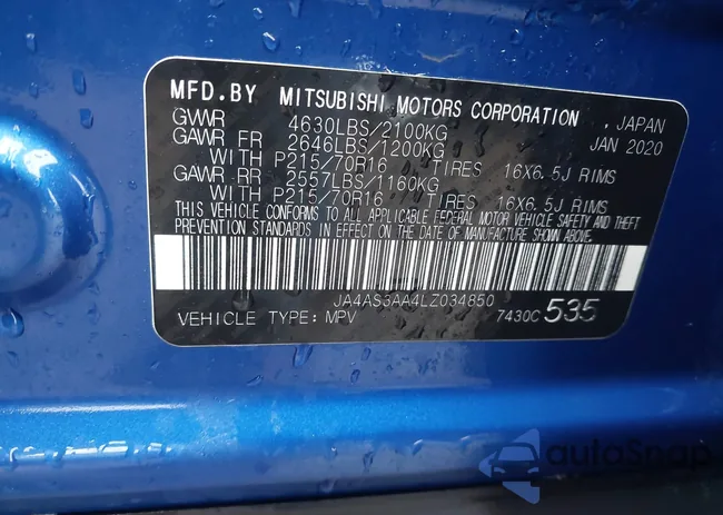 JA4AS3AA4LZ034850: 44454066