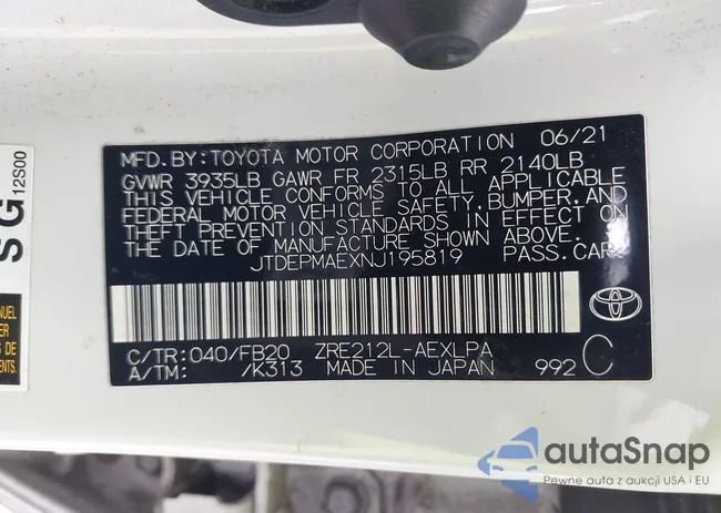 JTDEPMAEXNJ195819: 44453337