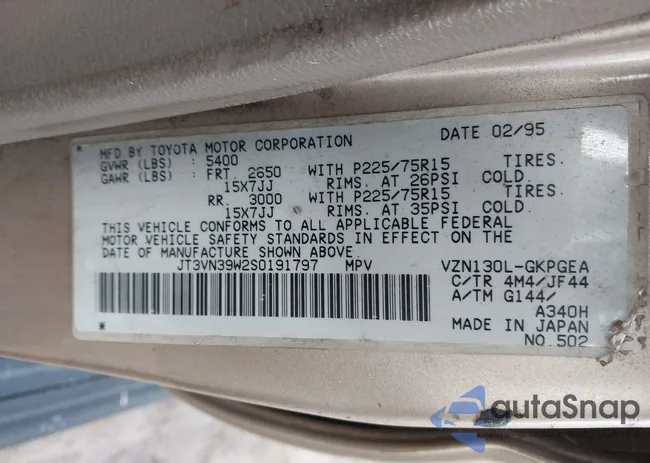 JT3VN39W2S0191797: 44453454