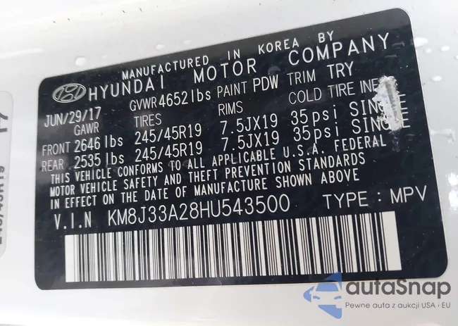 KM8J33A28HU543500: 44453501