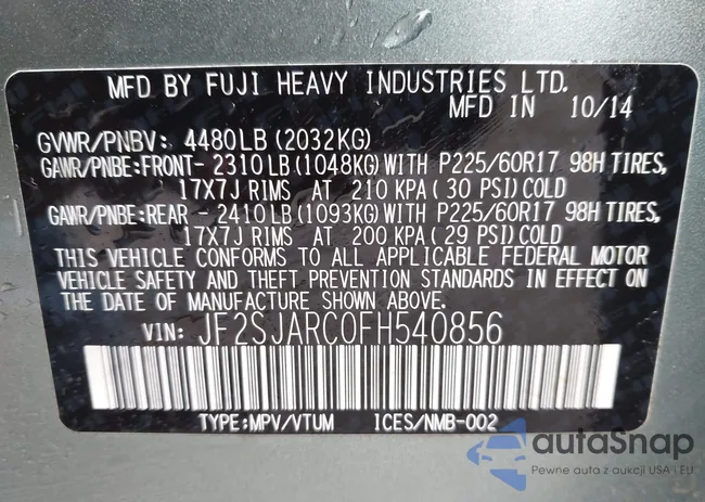 JF2SJARC0FH540856: 44453531