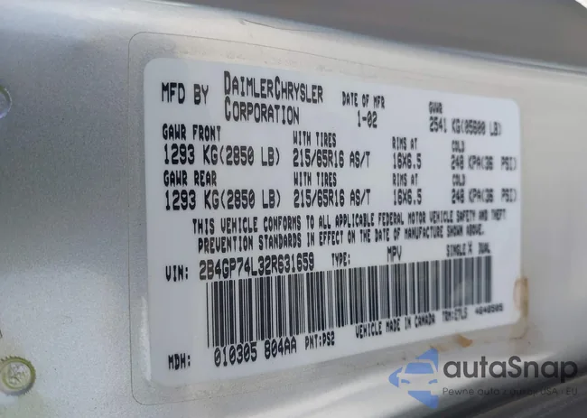 2B4GP74L32R631659: 44453567