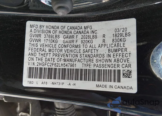 2HGFC2F62LH547961: 44453609